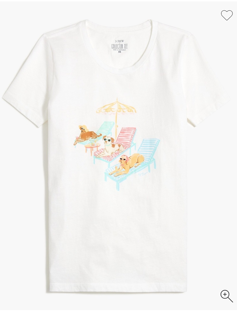 ✨NWT J. Crew Factory White Summer Dogs Graphic Collector Tee T-Shirt Women's XL